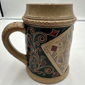 Vintage 1938 Reinhold Hanke Playing Cards Themed Stein Germany